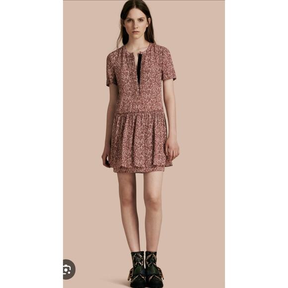Burberry Brit Floral Silk Georgette Crepe Mini Shift Dress Women's Size 4 Euc - Picture 1 of 10